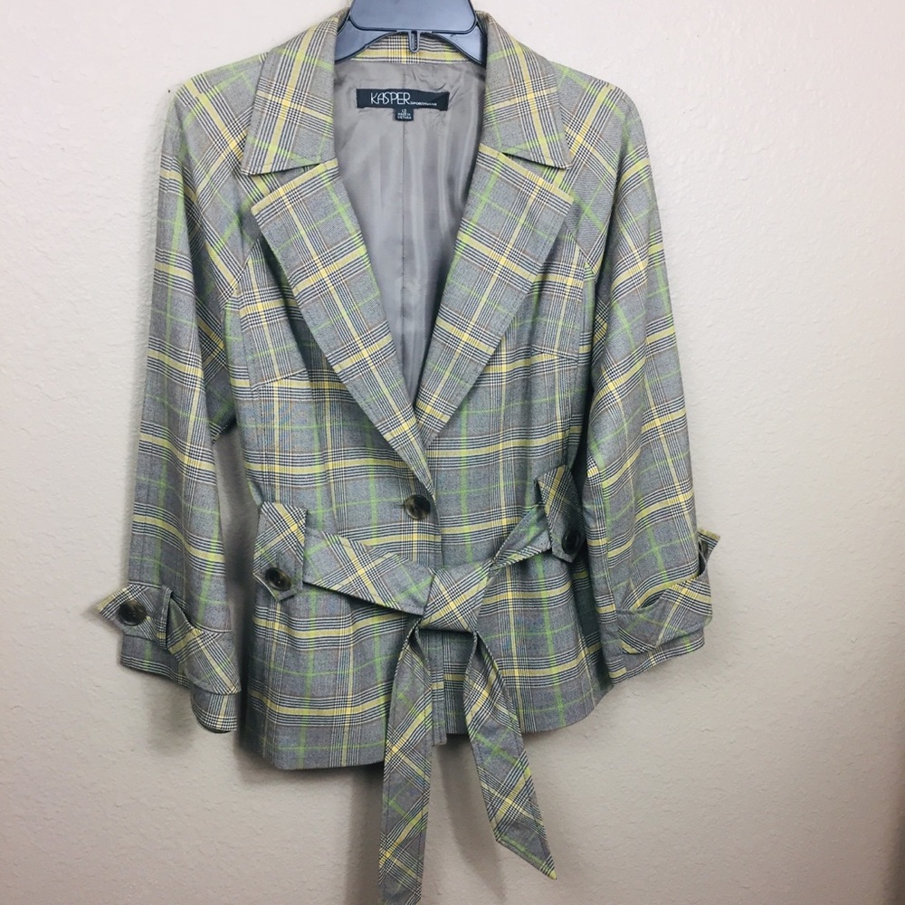 Kasper plaid single button blazer size 12